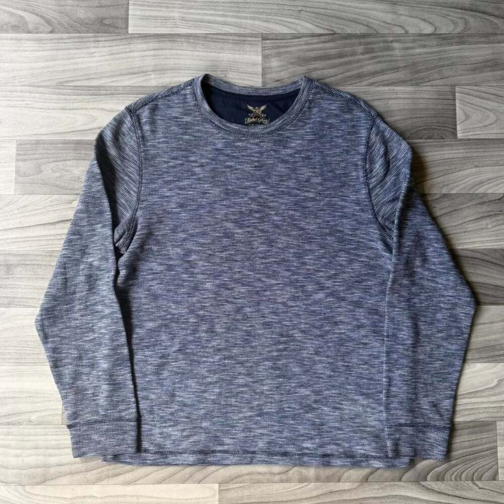 Faded Glory Vintage Y2K Navy Blue Thermal Long Sleeve Shirt